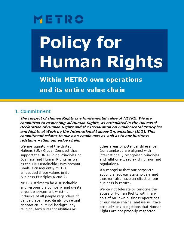 Human Rights Policy METRO AG