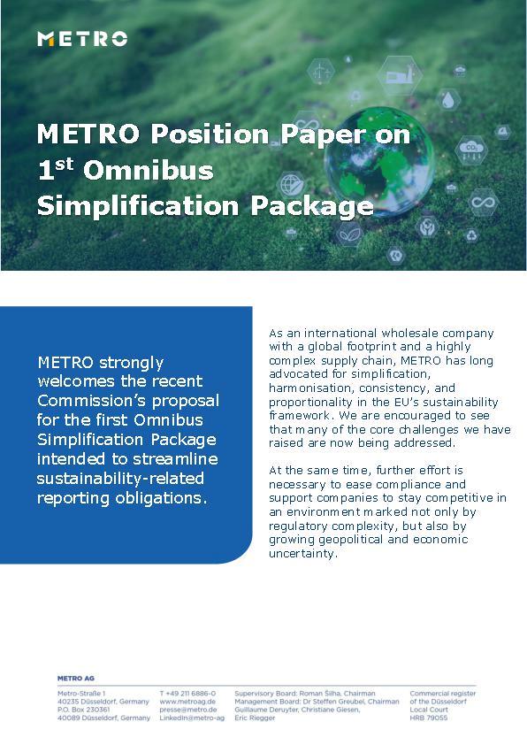 METRO Position Paper on 1st Omnibus Simplification Package